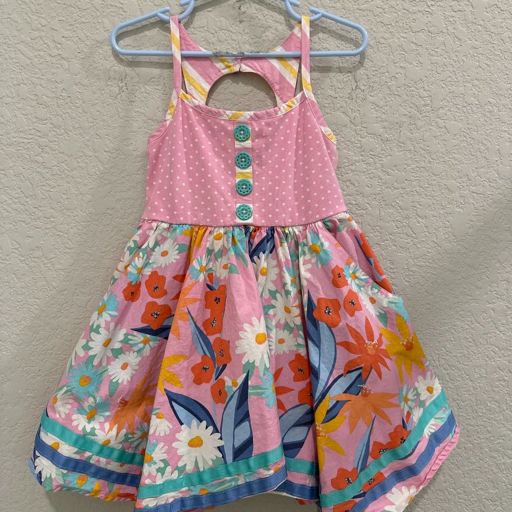 Matilda Jane Girl's Pink Blue Dream Chasers Sunny Afternoon Toddler Dress 4